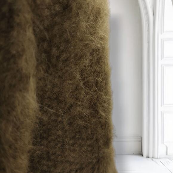 Helmut Lang Angora Wool Knit Sweater Olive Khaki Fuzzy Minimalist Size S - Picture 7 of 10